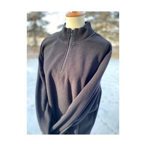 Black Thick Fleece 1/2 Zip Pullover Sweater 3X